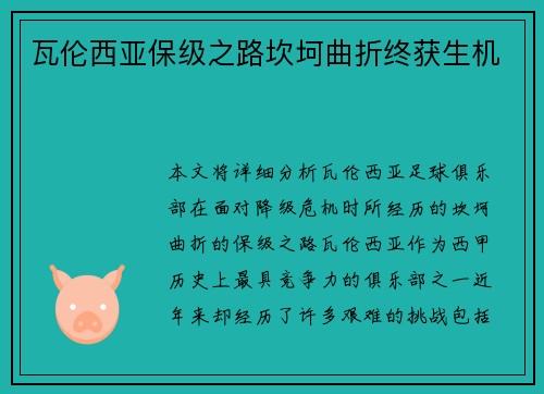 瓦伦西亚保级之路坎坷曲折终获生机